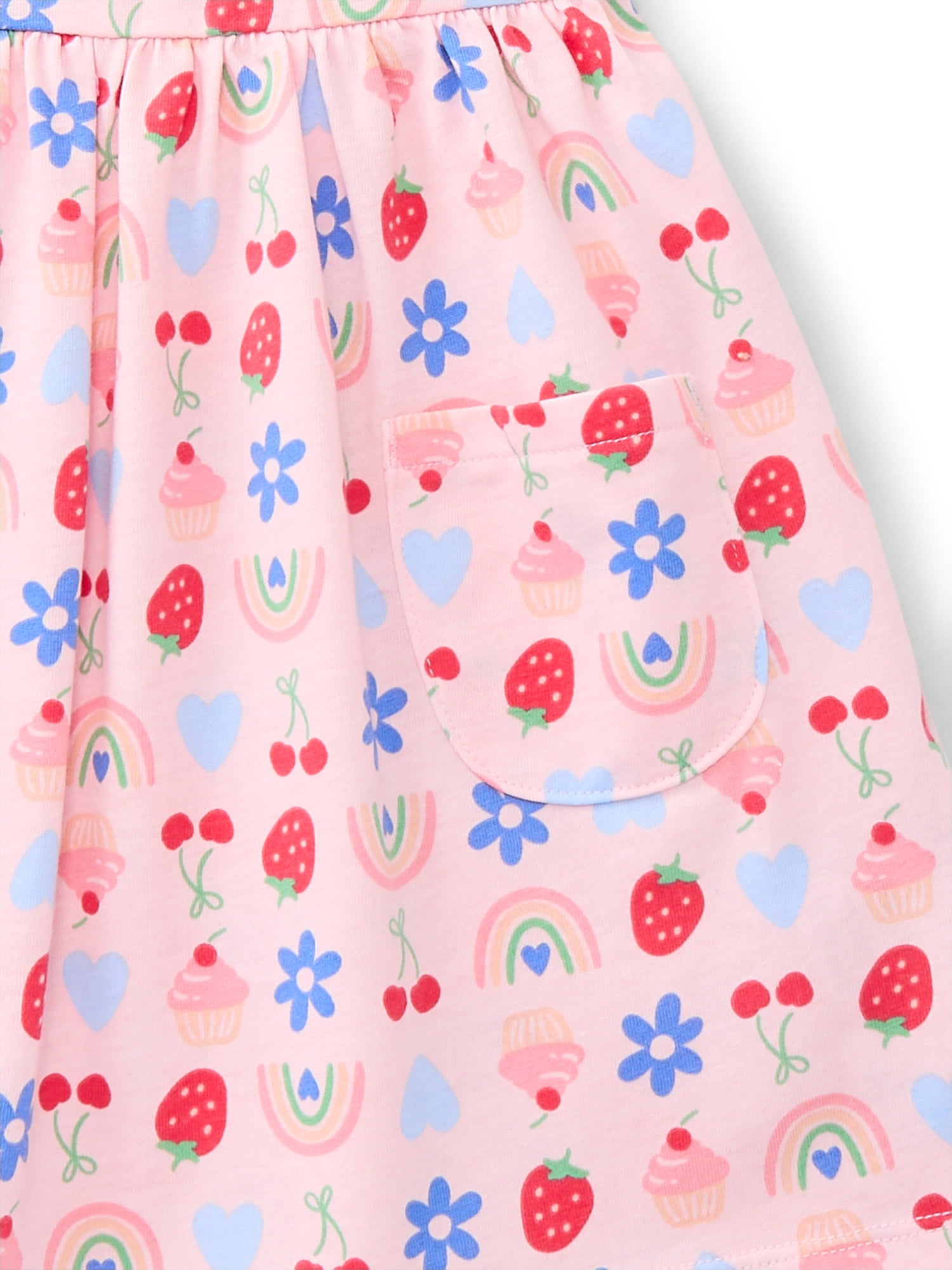 Wonder Nation Toddler Girls Printed Dress and Bike Shorts Outfit Set, 2-Piece, Sizes 18M-5T