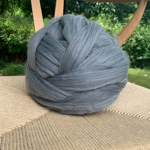 Namzi-b 250g Wool Roving Yarn, Fiber Roving Wool Top, Wool Felting Supplies, Pure Wool, Chunky Yarn, Spinning Wool Roving for Needle Felting Wet Felting DIY Hand Spinning ,Grey