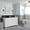 White & Black, variant on 61 in. Single Wooden Vanity  White with Black Galaxy Rectangle Sink