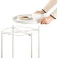 thumbnail image 4 of Metal Side Table, Side Table for Small Spaces Outdoor Patio Side Table Circle Metal Bedside Table Waterproof Removable Tray Round Accent Table for Nursery Bedroom Balcony Office(White), 4 of 6