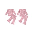 thumbnail image 3 of Aojekbee Baby Girl 2Pcs Fall Outfits Ruffle Long Sleeve Floral Print Tops + Flare Pants Set Toddler Clothes, 3 of 10