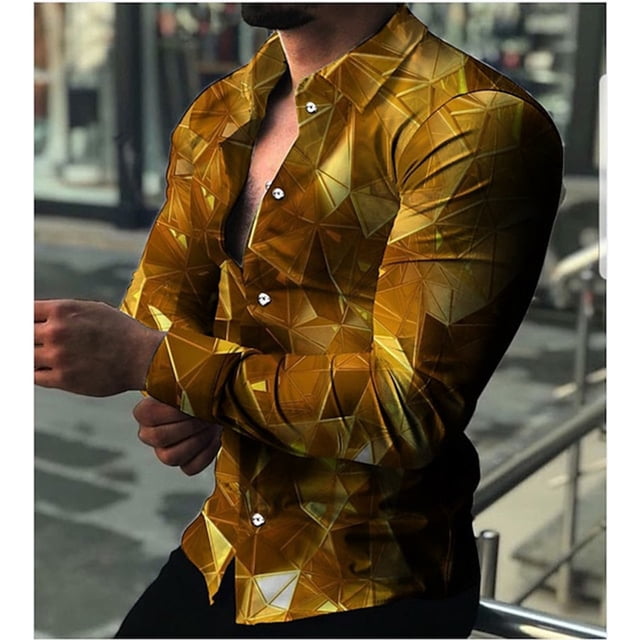 Nuevas camisas florales con estampado de cuadros para hombres, camisas de manga larga con solapa y botón impresas en 3D, ropa informal vintage ajustada
