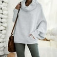 thumbnail image 2 of Lisingtool Hoodies for Women Womens Cowl Neck Pullover Sweater with Pockets Batwing Long Sleeve Sweatshirts Casual Turtleneck ​Jumper Tops Grey2 Promotion Sale, 2 of 7