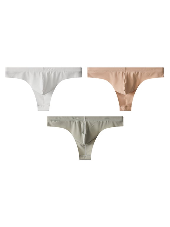 Men Thong Underwear, Lightweight 3-Pack Breathable Stretchy Comfortable Low Rise Underpants Multicolor