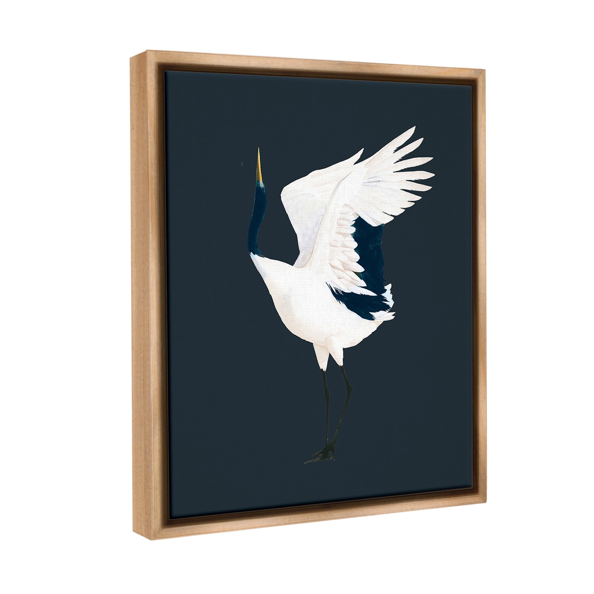 Stupell Industries Crane Bird Facing Left Animals & Insects Painting Brown Floater Framed Canvas Art Print Wall Art, 17 x 21