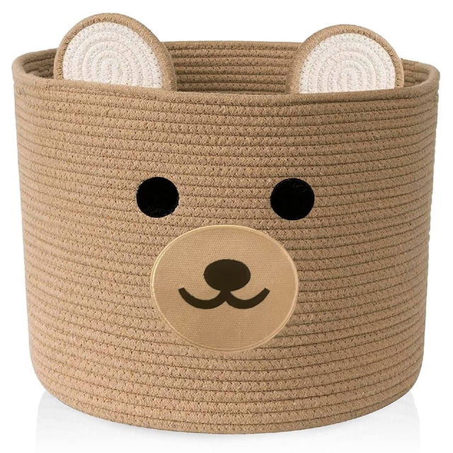 Cesta para la ropa sucia del bebé - Cesta para almacenamiento de juguetes para niños - Cesta para bebé con asas 26 cm (ancho) x 20 cm (alto) (marrón claro)
