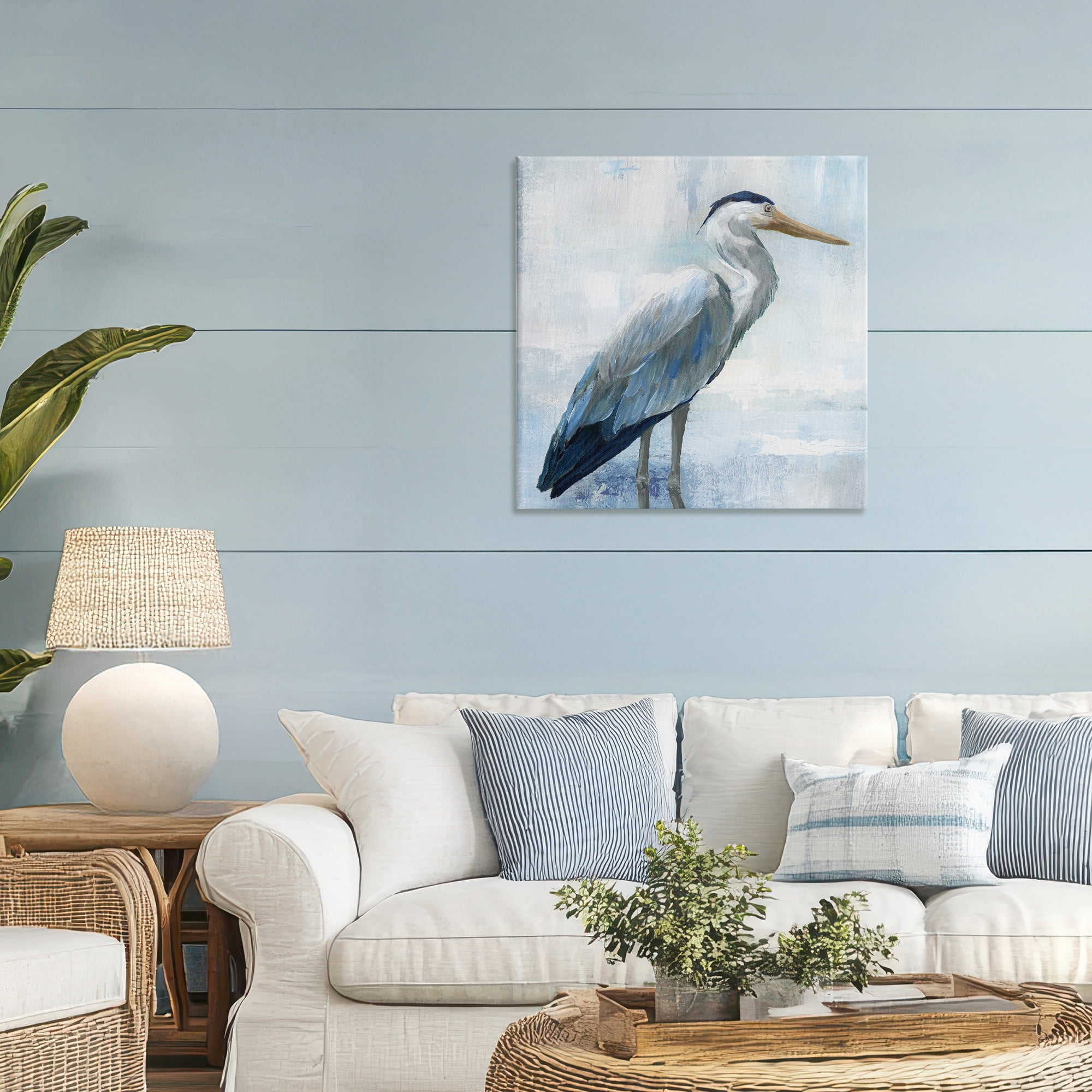Stupell Industries Serene Blue Heron In Aqua Canvas Wall Art, design by Nan