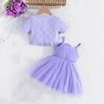 thumbnail image 4 of Placlothes Tutu Dress and Skirt Outfits for Girls 2 Piece Set with Cute Tops Little Girls and Big Girls Summer Fall Solid Purple Birthday Kids Size 3 T, 4 of 8