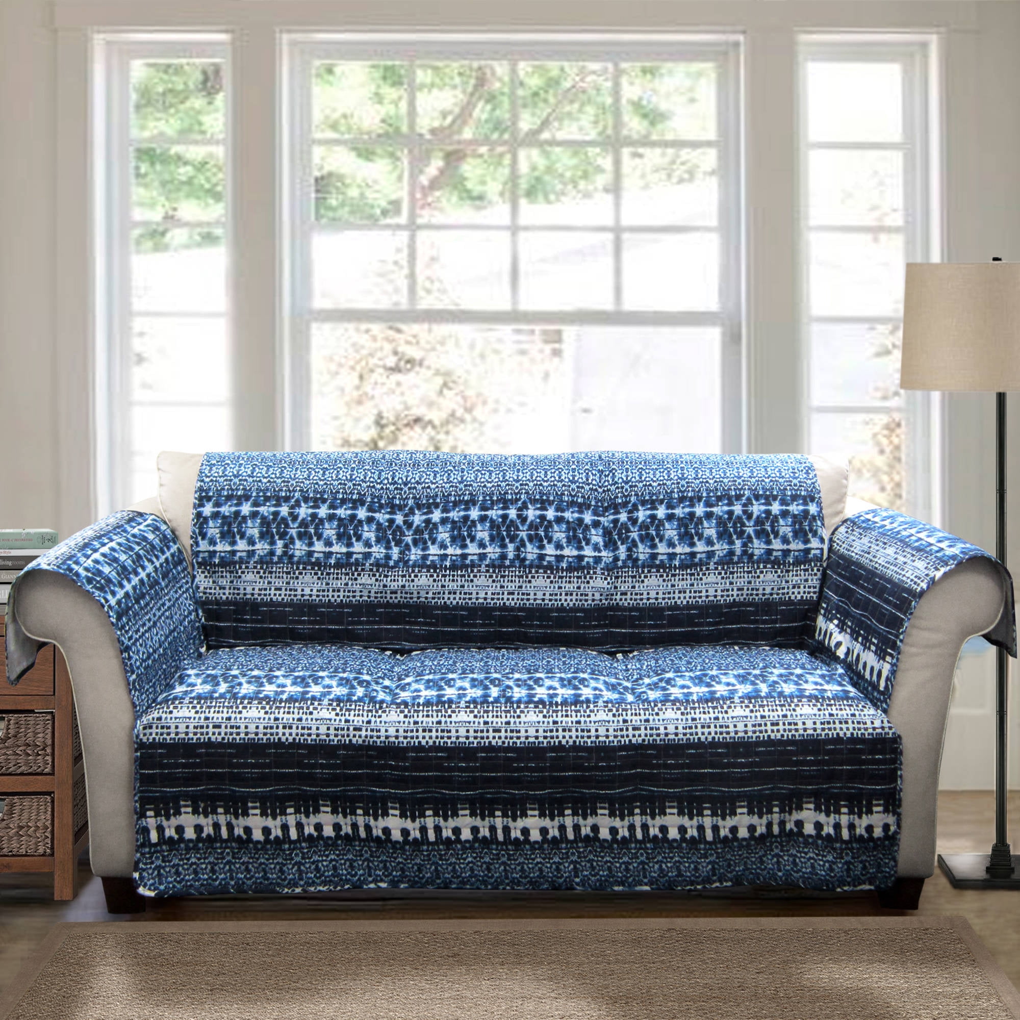 Lambert Tie Dye Furniture Protectors Navy Sofa Couch Cover