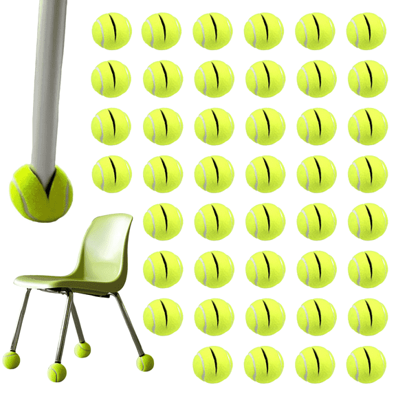 100 PreCut Tennis Balls for Chairs Bulk - Support USA Tennis Ball Recycling NonProfit: Tennis Ball Chair Leg Floor Protectors, Chair Tennis Balls for Classroom Bulk, Precut Tennis Balls for Walkers