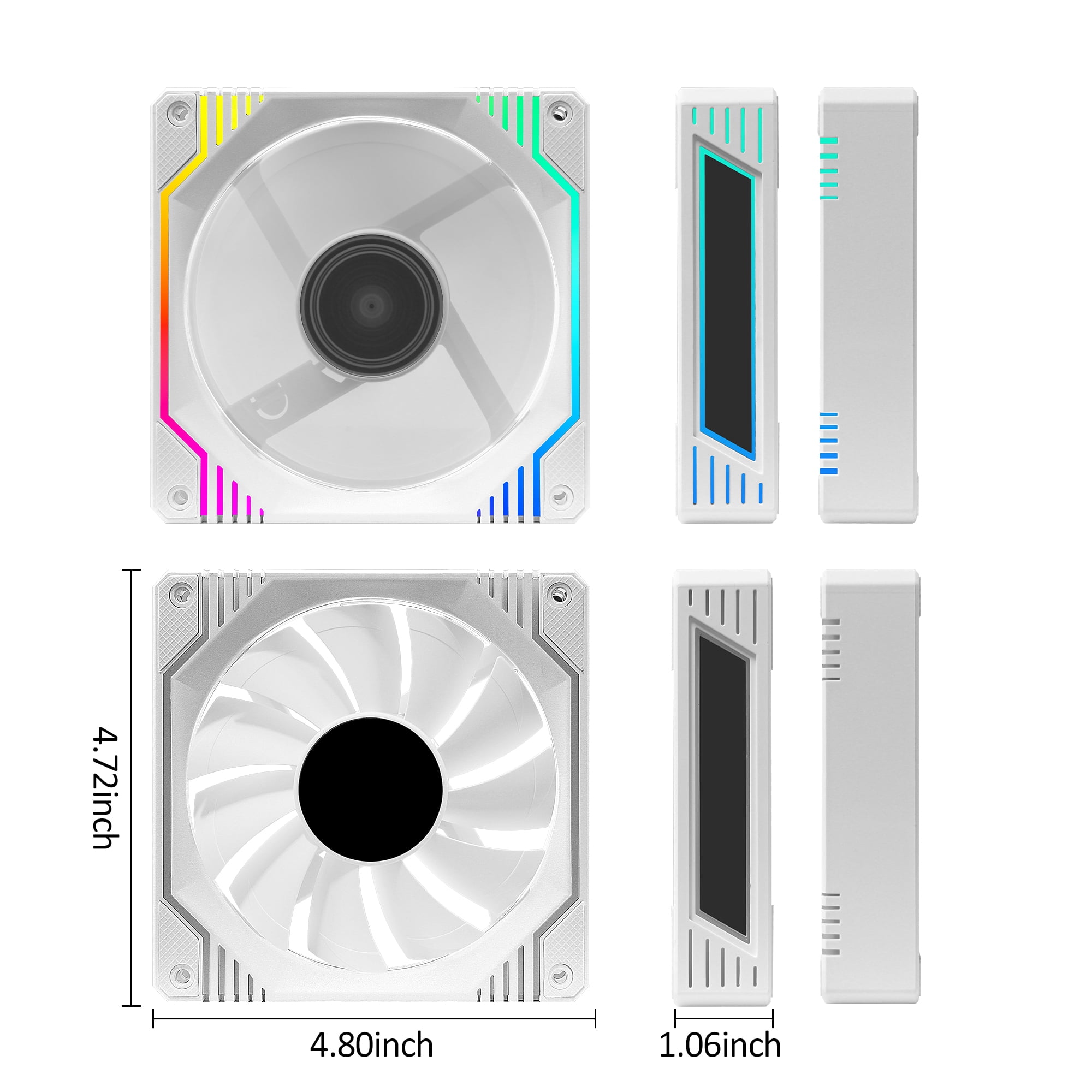 PANO-MOUNTS 120mm White 6Pin Infinity Mirror Gaming PC Computer CPU Cooler Chassis RGB Fans With Adjustable Color Controlled By Remote 3-Pack