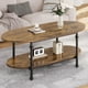 thumbnail image 1 of QinaQin Mesa de centro ovalada de 47.2 pulgadas con 2 niveles, diseño vintage y almacenamiento bajo, ideal para sala, oficina o espacios estilo rústico de mediados de siglo, 1 of 6