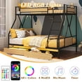 thumbnail image 4 of Twin Over Full Bunk Beds for Kids, Metal Bunk Bed with 2 Drawers and LED Lights, Heavy Duty Bunkbeds No Box Speing Needed, with Ladder and Full-Length Guardrail, Black, 4 of 9