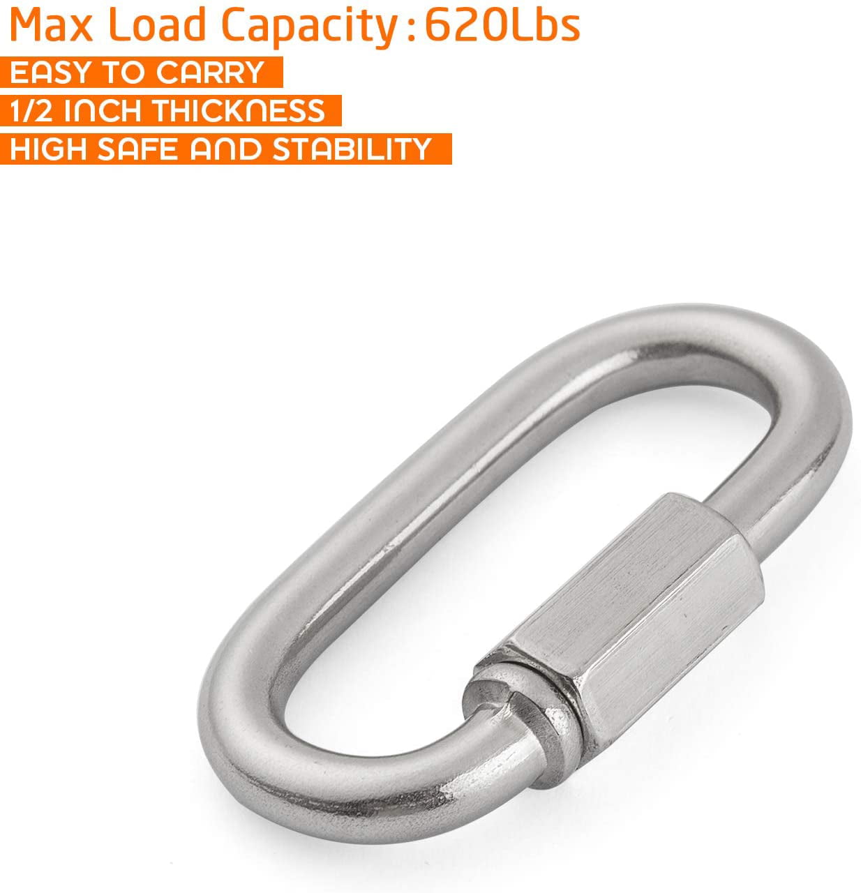 Stainless Steel Quick Links Oval Carabiner Rope Cable Shackle Connector 