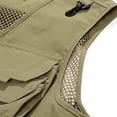 thumbnail image 3 of IYTR Men's Waistcoat Multi Pocket Outdoor Fishing Hunting Waistcoat Breathable Lightweight Camping Hiking Work Waistcoat with Zippered Pockets Khaki L, 3 of 6