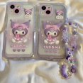 thumbnail image 2 of Sanrio Kuromi-fundas de teléfono transparentes con pulsera de lujo para iPhone 14, 13, 12, 11 Pro Max, funda trasera suave, regalo para niña Y2k Fivean unisex, 2 of 2
