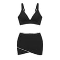 thumbnail image 4 of Traje de baño de 2 piezas para mujer, trajes de baño para mujer, conjunto de traje de baño de primavera conservador de color liso estilo falda con abertura lateral para mujer, 4 of 6