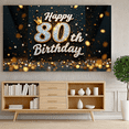 thumbnail image 6 of Decorative Design Happy 80th Birthday Banner Elegant Style Crown Decoration Backdrop for Milestone Celebration Event Decoration Holiday Party, 6 of 8