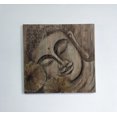 thumbnail image 1 of Brown Buddha Printing On Solid Wood With Real Lotus Wood Wall Decor, 1 of 1