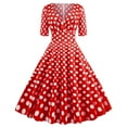 thumbnail image 1 of XDZJLR Robes pour Femmes Décontractées à Revers à Manches Courtes Robe de Soirée des Années 1950 pour Fête et Bal, 1 of 2
