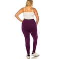 thumbnail image 4 of Women's Plus Size Microfiber Full Length Solid Leggings, Soft Stretch High Waist Pants, 4 of 5