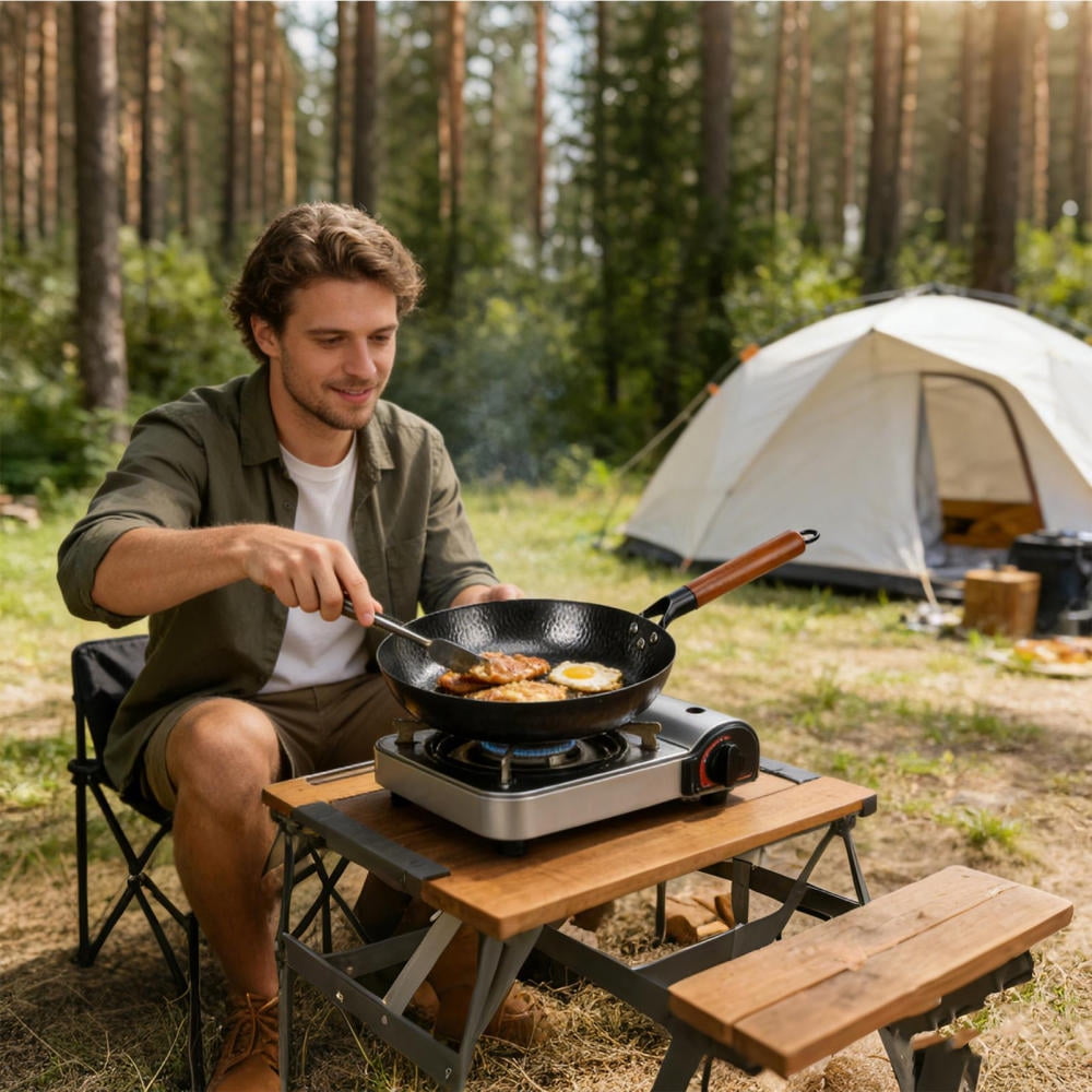 Ksruee Non Stick Frying Pans Saute Cooking Cookware Outdoor Frying Pan for Home Kitchen Restaurant Indoor Outdoor Picnics Grilling Barbecue