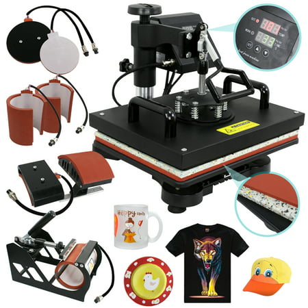 Zeny 6 IN 1 COMBO HEAT PRESS T-SHIRT HAT CAP MUG DIGITAL TRANSFER SUBLIMATION (The Best T Shirt Printing Machine)