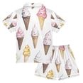 thumbnail image 2 of FORMRS Kids Short Sleeve Top and Pants Pajama Set Unisex Satin 2-Piece Sleepwear, Sizes 13-14Y, Ice Cream Pattern, 2 of 8