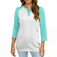 thumbnail image 4 of Lumtrix Womens 3/4 Sleeve Tops Henley Shirts Casual Trendy Button Down T Shirts 2025 Summer Basic Tees Tunic Top Light Blue S, 4 of 4