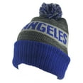 thumbnail image 2 of Top Headwear Los Angeles Winter Striped Beanie w/ Pom - Royal/Grey, 2 of 4