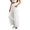 White, variant on Liuinsasek Cotton-Linen Pants for Women Solid-Color Loose Casual High Waist Slimming Elastic Waistband Lightweight Trousers