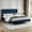 Blue Velvet, variant on AUFANK Twin Bed Frame Upholstered Platform with Wooden Slats, Noise-Free, Beige
