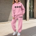 thumbnail image 2 of Hessimy Toddler Boys Girls Spring Summer 2Pcs Crewneck Long Sleeve Sweatshirt Elastic Joggers Pants Soft Sweatsuit(Pink,7-8 Years), 2 of 6
