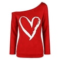 thumbnail image 4 of Chuancc Women's Off The Shoulder 80s Outfit Sweatshirt Slouchy Printed Long Tunics Top Red 2XL, 4 of 5
