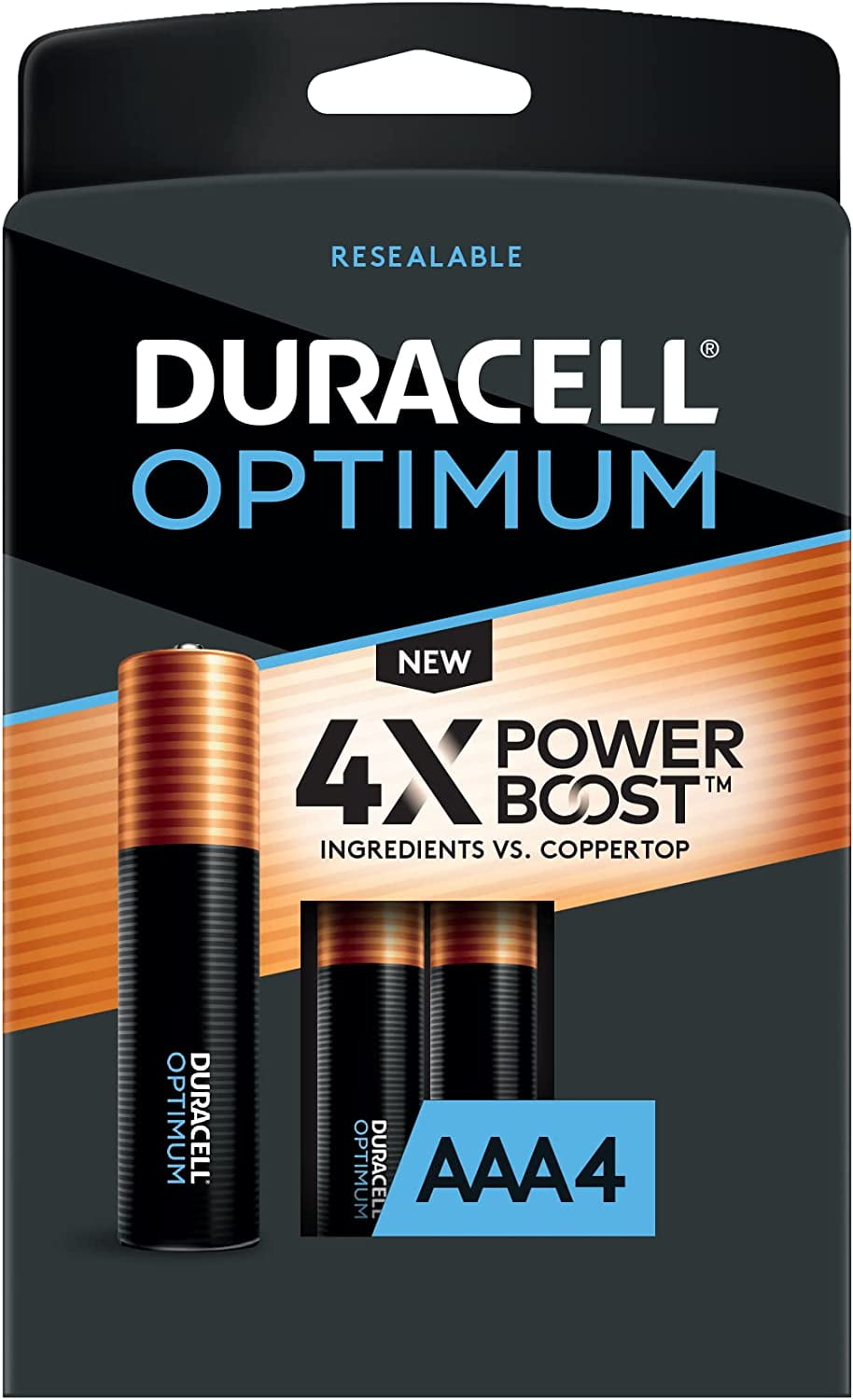 Duracell Optimum AAA Batteries with Power Boost Ingredients, 4 Count Pack Triple A Battery with