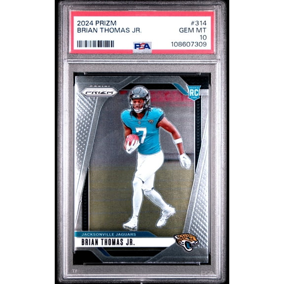 Graded 2024 Panini Prizm Brian Thomas Jr #314 Rookie RC Football Card PSA 10 Gem Mint