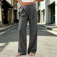 thumbnail image 3 of Guluxicc Women's Linen Pants with Pockets Elastic Waist Wide Leg Casual Trousers for Summer Beach Vacation, 3 of 9