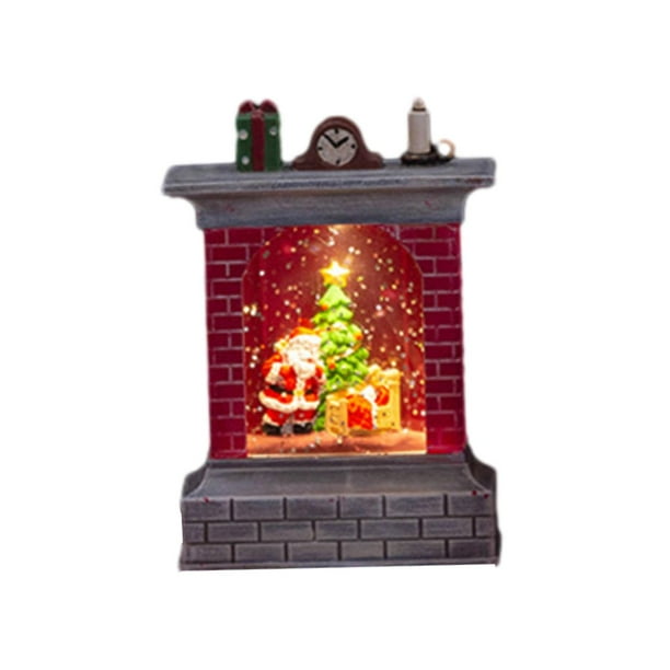 Decoración luminosa navideña Decoración navideña iluminada Manualidades en miniatura Navidad Chimenea