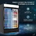 thumbnail image 5 of Chingoo 38'' Commercial Drink Refrigerator, 17.1 Cu.Ft Upright Beverage Display Refrigerator with 2 Glass Doors and Light Box-Black, 5 of 9