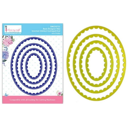 UPC: 0194186009701 | Dress My Craft Basic Designer Dies-Inverted Stitched Scalloped Oval
