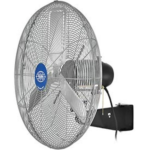 Deluxe Oscillating Wall Mount Fan, 24 in. Dia. 0.5 HP 8,650CFM - Black & Silver