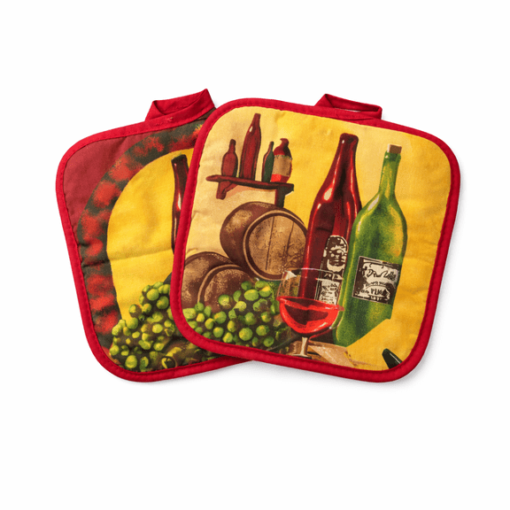 Wine Pot Holders Set of 2 Cotton 7x7 Inch Heat Resistant Kitchen Hot Pads