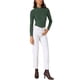 thumbnail image 2 of Camiseta de color sólido para mujer INSPIRE CHIC con cuello asimétrico y mangas largas, básica, talla S, verde oscuro, 2 of 6