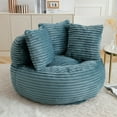 thumbnail image 2 of Aukfa 45" Oversized Round Bean Bag Chair, Deep Seat Lounger with 3 Pillows, No Assembly Sofa, Turquoise, 2 of 8