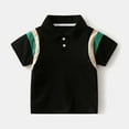 thumbnail image 2 of Piuwrlz Black polo Shirt Boys Button polo T-Shirt New Lapel Collar Shirt School Uniform T Shirt Black Size 2 Years, 2 of 4