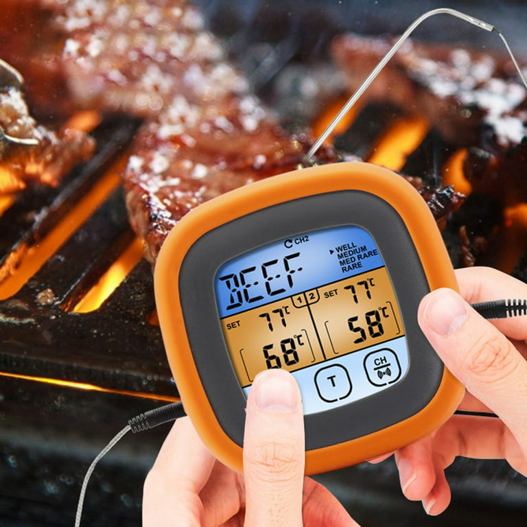 Digital Meat Thermometer with 2 Probes Alarm Backlight Magnetic Temperature