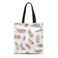 thumbnail image 1 of JSDART Sac Fourre-Tout en Toile Motif Plumes Bohémiennes Gypsy Boho Hipster Linéaire Tribal Rêve Sac à Provisions Réutilisable, 1 of 1