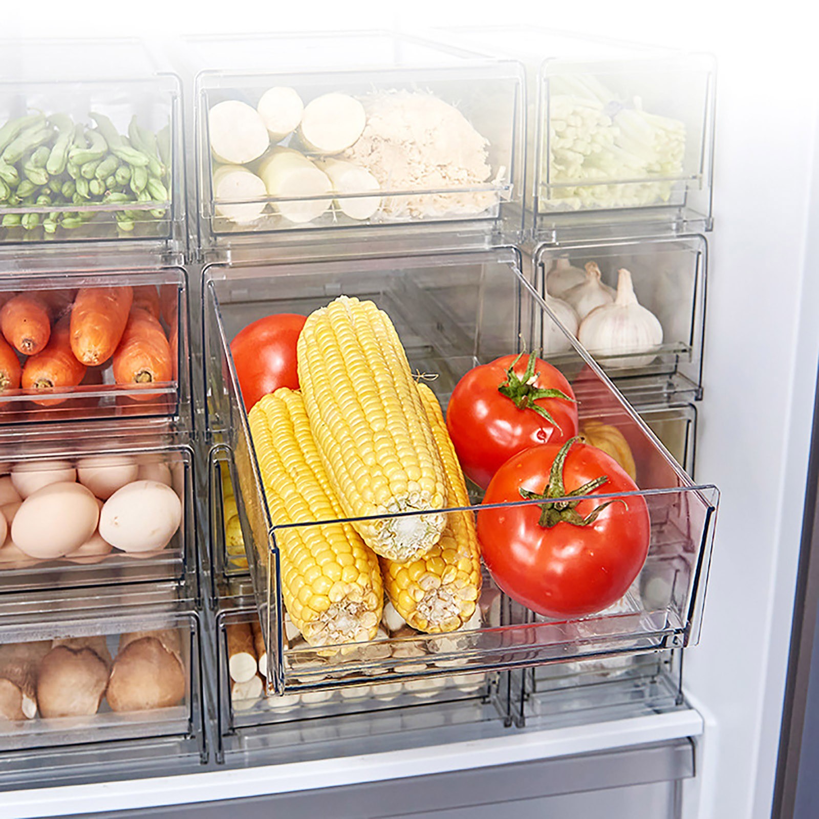 WNG Stackable Refrigerator Organization Drawers Food Storage Conrainer