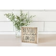 thumbnail image 2 of Be Still Know I Am Almond Scroll 5 x 5 Wood Tabletop Sign Plaque, 2 of 4