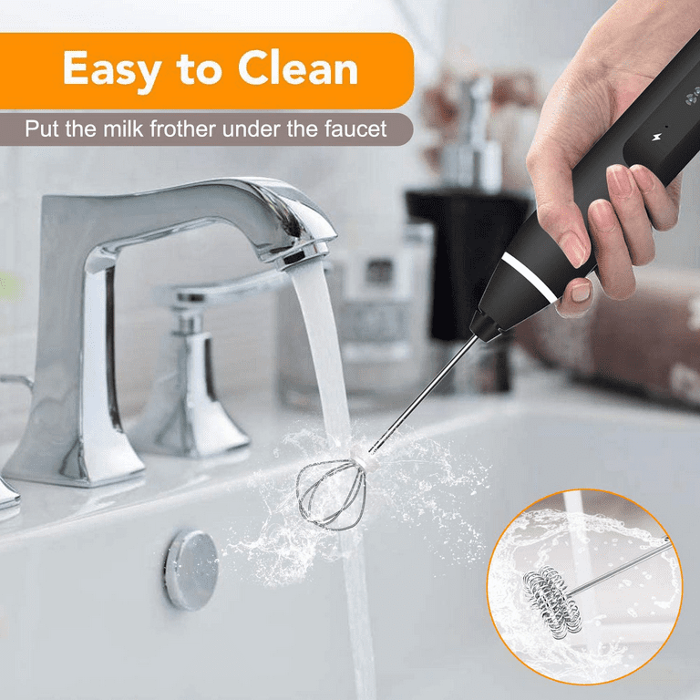 Milk Frother Handheld, FITNATE Rechargeable Electric Foam Maker Drink Mixer  3 Speeds with 2 Stainless Steel Whisks, Frother for Coffee, Hot Chocolate